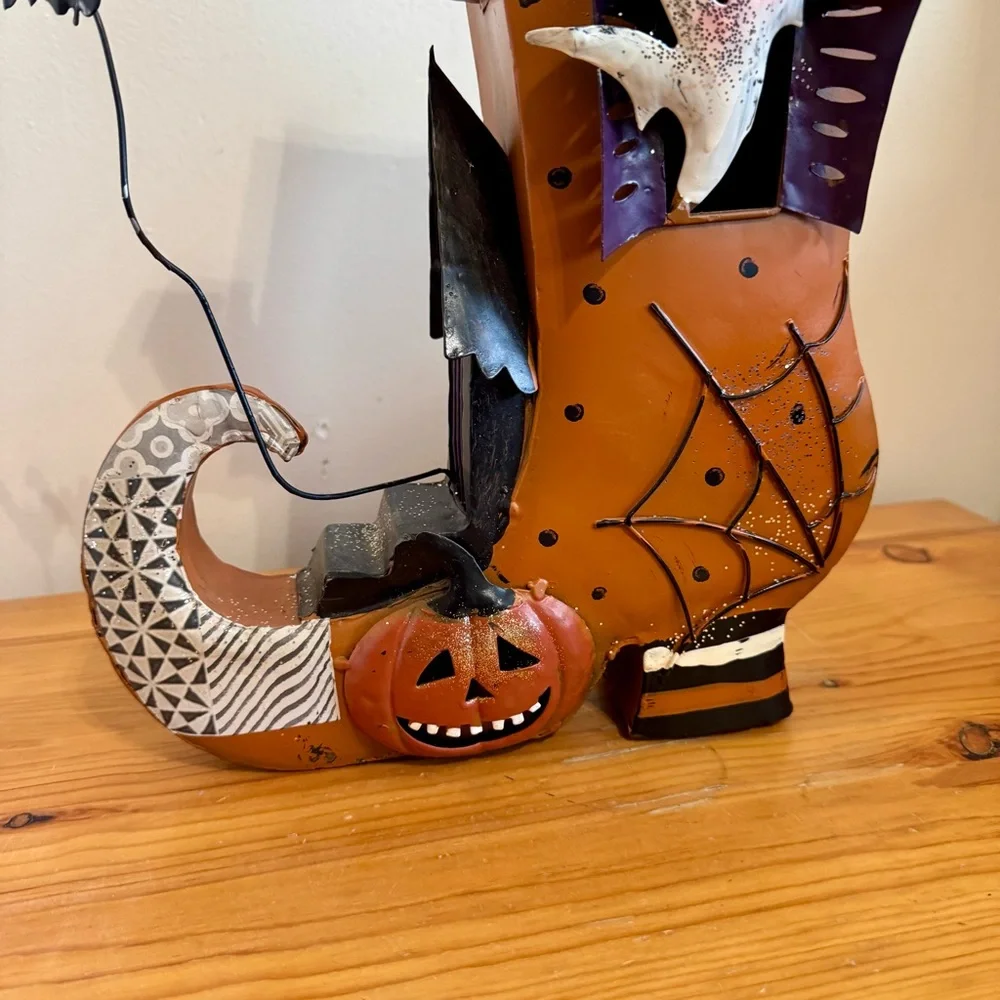 Metal Halloween Witch Boot Metal House Decor Candle Holder Illuminating Holiday